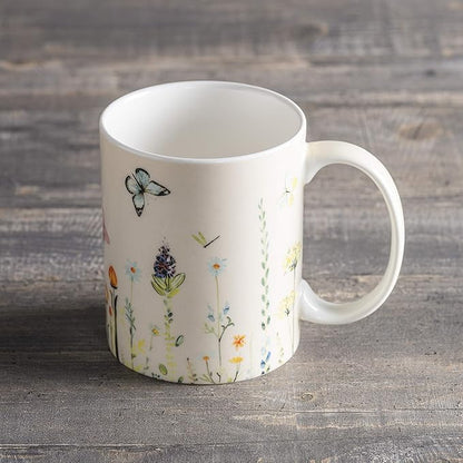 Maison d' Hermine Coffee Mug with Handles Fine Bone China Mugs Pack of One Tea Cups for Hot Beverages Cappuccino Latte Home Restaurant Office Perfect for Gift (Botanical Fresh - Meadow, 15 Ounce)
