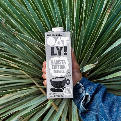 Oatly Barista Edition Oat Milk - Crafted for Coffee | Dairy-Free, Plant-Based, Shelf-Stable Milk that makes Perfect Foam (32 oz, 6-pack)