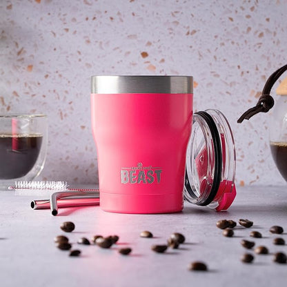 Beast 10 oz Tumbler Stainless Steel Vacuum Insulated Coffee Ice Cup Double Wall Travel Flask (Cupcake Pink)
