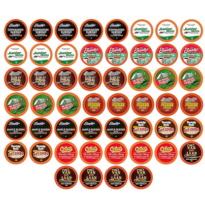 Two Rivers Coffee & Hot Chocolate Pods Sampler Compatible with K Cup Brewers Including 2.0, Single Serve Cocoa Variety Pack, 52 Count