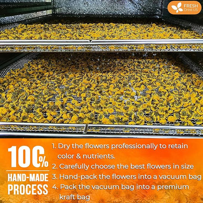 FreshDrinkUS, Premium 8oz Chrysanthemum Flowers, 100% Natural & Pure Chrysanthemum Flower Dried, Chrysanthemum Herbal Tea, No Additives, No Caffeine, Vegan