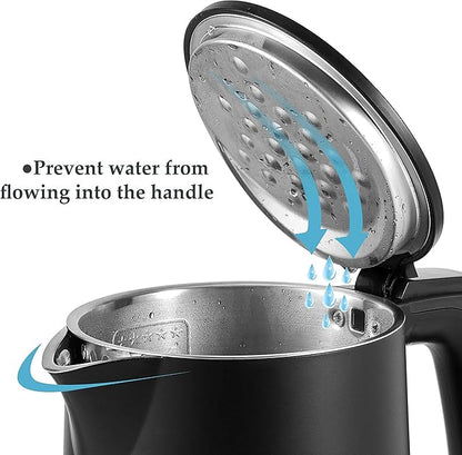 Dezin Electric Kettle, 0.8L Portable Travel Kettle with Double Wall Construction, 304 Stainless Steel Electric Tea Kettle for Business Trip, Small Electric Kettle with Auto Shut-Off (Without Cup)