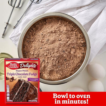 Betty Crocker Delights Super Moist Triple Chocolate Fudge Cake Mix, 13.25 oz