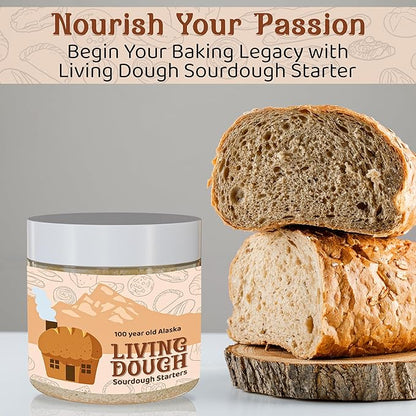 Living Dough - 75 Year Old Einkorn Wheat Flour Ancient Grain Sourdough Starter Culture - Active & Live Organic Sourdough Starter for Baking - For Artisanal Bread, Pizza Dough, Waffles & More