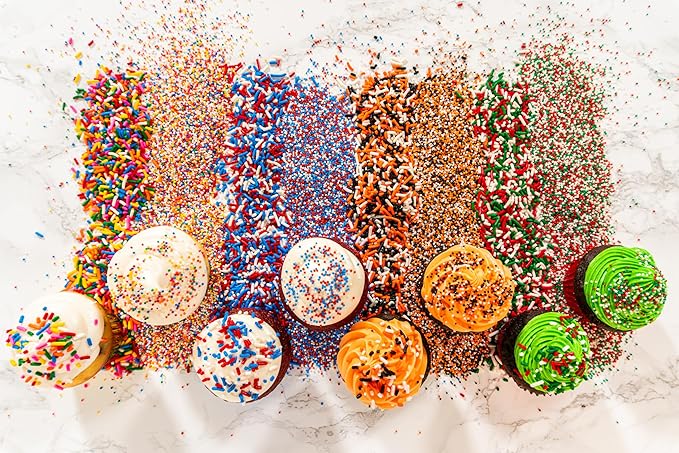 Bakerpan Patriotic Nonpareils Sprinkles - 7 Ounces Patriotic Sprinkles for Cake Decorating - Edible Nonpareils for Cupcakes, Ice Cream, Cake Decorations (Made in USA)