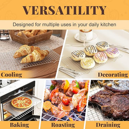 Cooling Racks for Cooking and Baking - 2 PCS 10" x 16" Grid Wire Baking Rack for Oven Cooking, Baking, Grilling, Roasting -Dishwasher Safe Bacon Rack- Fits Half Sheet Cookie Pan