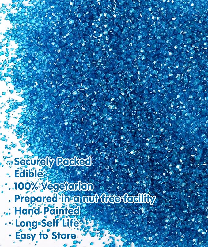 Edible Blue Sprinkles,Christmas Sanding Sugar for Cake Decorating,Sprinkle Crystals Mix for Cookies,Ice Cream,Fondant Cake,Caramel Apples,Cupcakes,Desserts,Blue Sugar Sprinkles,150g/5.3oz