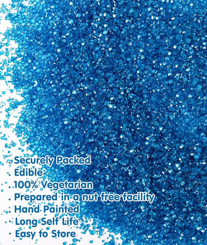 Edible Blue Sprinkles,Christmas Sanding Sugar for Cake Decorating,Sprinkle Crystals Mix for Cookies,Ice Cream,Fondant Cake,Caramel Apples,Cupcakes,Desserts,Blue Sugar Sprinkles,150g/5.3oz