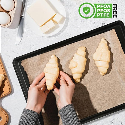 NutriChef Nonstick XL Cookie Sheet Baking Pan - Extra Large 22 Inch x 16 Inch with Raised Edges, Thick Carbon Steel Oven Baking Sheet for Jelly Rolls, Cookies, Cakes, & Pastries - Black