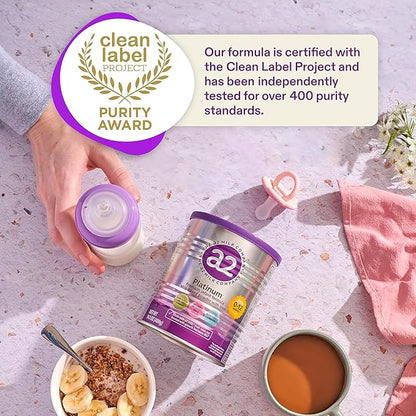 a2 Platinum® Premium Infant Formula for Babies Ages 0-12 Months, Whole Milk Powder-Based Formula with Iron, Nutritionally Complete, Made with Pure and Natural a2 Milk®, 31.7- oz Can