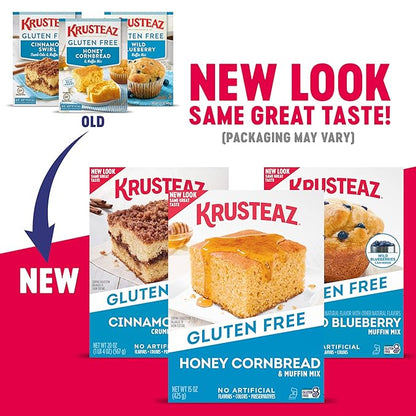 Krusteaz Gluten Free Baking Mix, Cinnamon Swirl Crumb Cake & Muffin Mix, Gluten Free with No Artificial Flavors, Colors or Preservatives, 20 Ounce (Pack of 3)