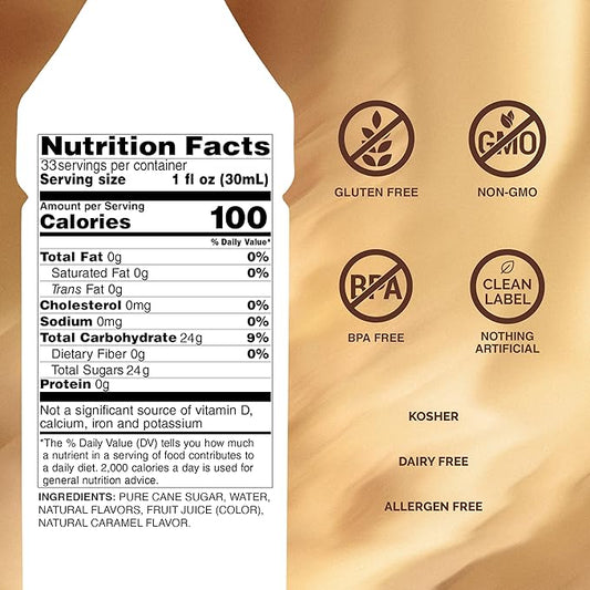 Monin - Caramel Syrup, Rich and Buttery, Great for Desserts, Coffee, and Cocktails, Gluten-Free, Non-GMO (1 Liter)