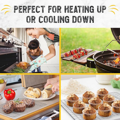 Checkered Chef Cooling Rack for Cooking and Baking - 8” x 11 ¾" Set of 2 Stainless Steel, Oven Safe Grid Wire Cookie Cooling Racks