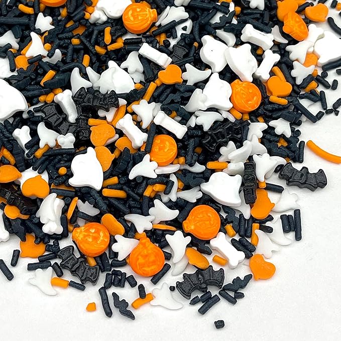 Manvscakes, pink sprinkles, valentines, cake sprinkles, gluten free, cookies, chocolate, fondant, princess topping, ice cream, edible, dessert decoration (Orange black)