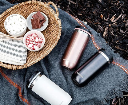 Cupture TWIST-TOP Vacuum-Insulated Stainless Steel Travel Mug, 16 oz, Winter White