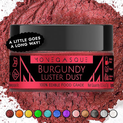 MONÉGASQUE Red Edible Glitter for Drinks 7g – Red Edible Glitter for Cakes & Cocktails - Burgundy Halloween Sprinkles Luster Dust for Cake & Cocktail - Drink Shimmer & Food Decorations Spray Sparkles
