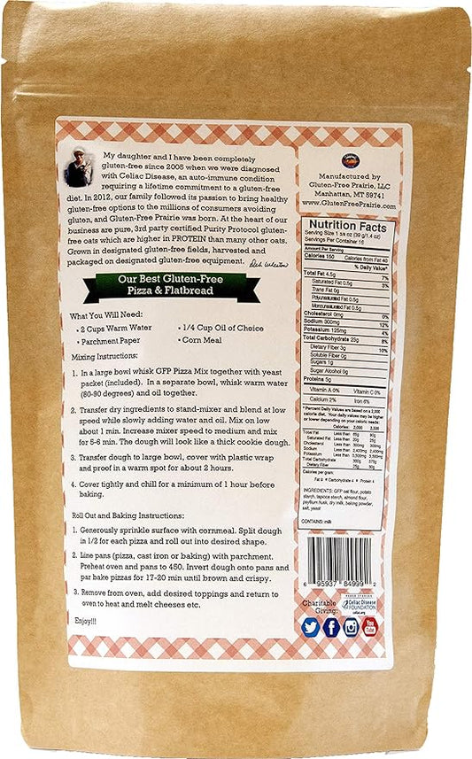 Gluten-Free Prairie Our Best Pizza & Flatbread Mix, Certified Gluten Free Purity Protocol, Non-GMO, 20 Ounces