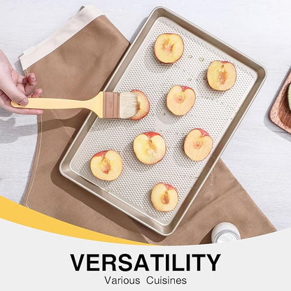 Jelly Roll Pan 15x10 - HONGBAKE Commercial Cookie Sheets for Baking with Diamond Texture Surface, 57% Thicker Carbon Steel Baking Sheet for Oven, Nonstick Cooking Tray