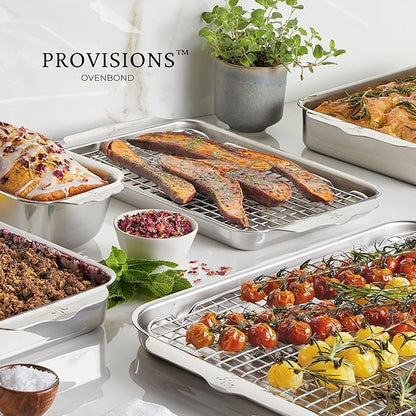 Hestan Provisions OvenBond – 4-Piece Tri-ply Sheet Pan & Stainless Steel Cooling Rack Set