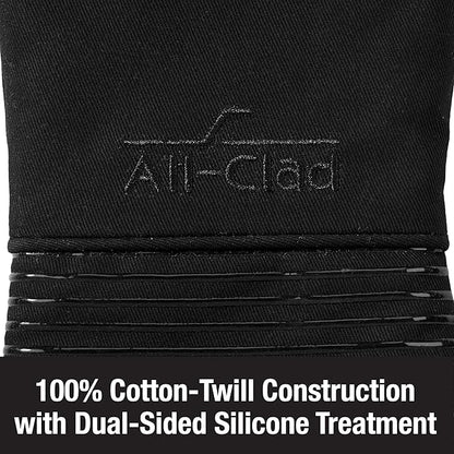 All Clad Silicone Oven Mitt: Heat Resistant up to 500 Degrees - 100% Cotton & Silicone, 14"x7" Oven Mitt for Kitchen and Barbeque, 1-Pack, Black