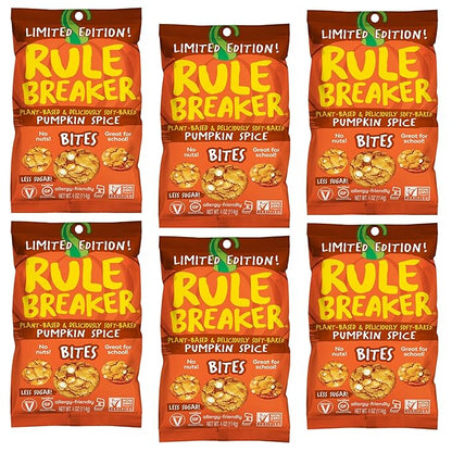 Rule Breaker Vegan & Gluten-Free Cookies | Pumpkin Spice Bites | Plant-Based, Dairy, Nut, Soy, Allergen Free, Kosher | Soft-Baked School Snacks for Kids and Adults | Better-For-You Bites (Pack of 6)