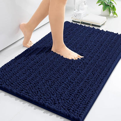 Arotive Luxury Chenille Bathroom Rug Mat, Extra Soft Thick Absorbent Shaggy Bath Rugs, Non-Slip Machine Wash Dry, Plush Bath Mats for Bathroom, Shower and Tub, 30x20, Navy