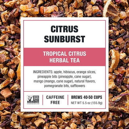 Tiesta Tea - Citrus Sunburst, Loose Leaf, Tropical Citrus Herbal Tea, Premium Non-Caffeinated Fruit Blend, Make Hot or Iced, Brews Up to 50 Cups, 5.5 Ounce Refillable Tin