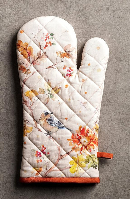 Maison d' Hermine Oven Gloves 100% Cotton Oven Mitt 7" x 13" with Loop Heat Resistant, BBQ, Cooking Gloves, Baking, Grilling, Kitchen, Handling Hot Pans (Pack of 1, Kelim - Prairie)