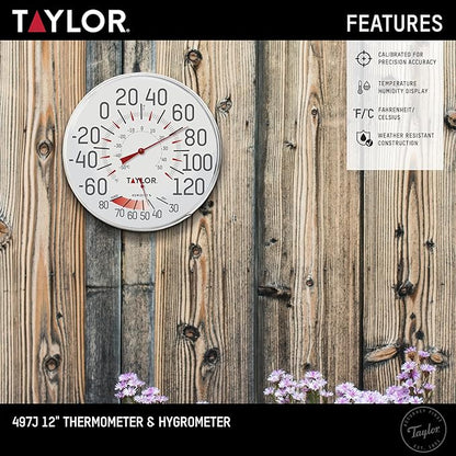Taylor Precision Products Humidiguide Dial Thermometer (12-Inch), White, One Size
