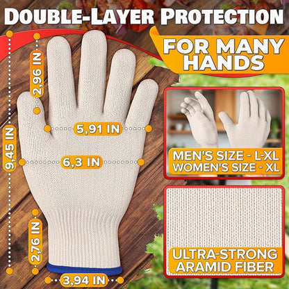 Heat Resistant Gloves - BBQ Gloves Heat Resistant Cooking Oven Gloves with Fingers Grill Glove Oven Mitts 480 to 932°F Grilling Gloves - Grill Gloves for Outdoor Grill Gloves for Hot Food Handling