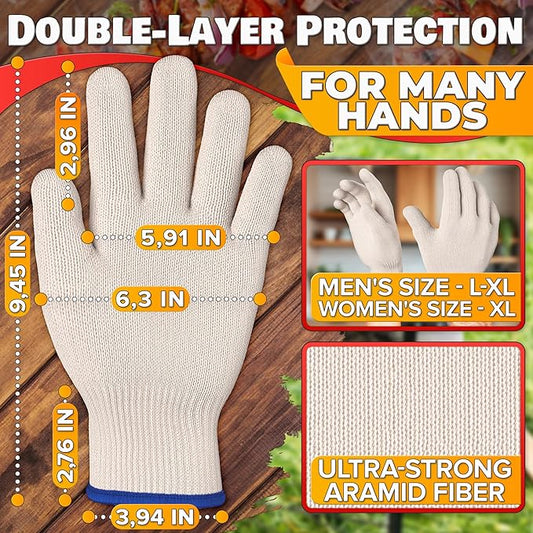 Heat Resistant Gloves - BBQ Gloves Heat Resistant Cooking Oven Gloves with Fingers Grill Glove Oven Mitts 480 to 932°F Grilling Gloves - Grill Gloves for Outdoor Grill Gloves for Hot Food Handling