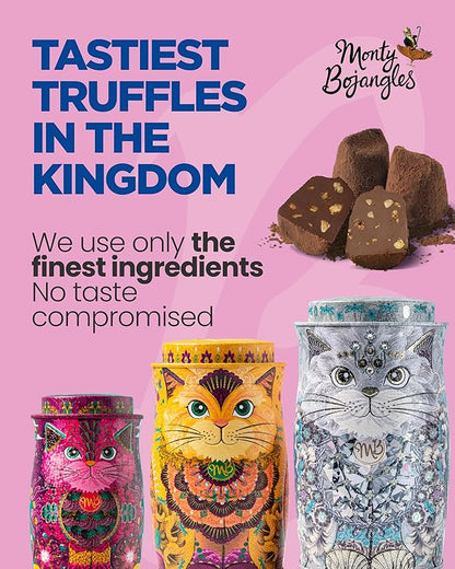 Monty Bojangles Kit-Tins Cocoa Dusted Chocolate Truffles Gift Set (4 x 1.27oz) Four Flavors In One, Luxury Chocolatey Truffles - Collectable Cat Tins, Chocolate Gift Box With Bespoke Design