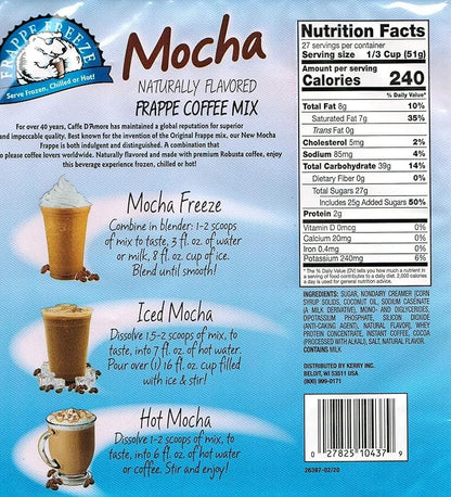 DaVinci Gourmet Frappe Freeze Frappe Coffee Mix, Mocha, 3 Lb Bag, 27 Servings