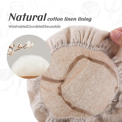 Joyyy Sourdough Bread Proofing Baskets with Liner, Dough Rising Ratten Bowl for Bread Making and Baking, Oval, 10 inch (Set of 2)