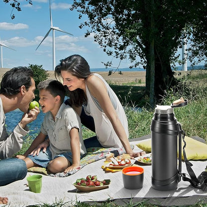 85oz Large Coffee Thermoses for Travel - Insulated Water Jug Classic Vacuum Bottle with Plastic Cup - Stainless Steel Thermos for Hiking Fishing