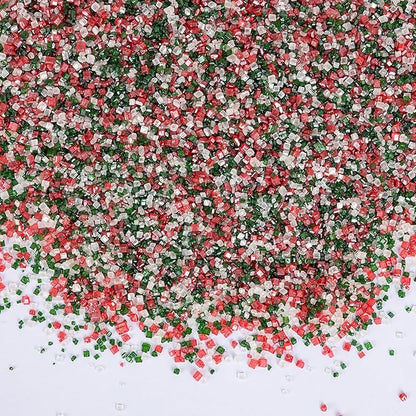 Christmas Sanding Sugar Sprinkles,150g/5.3oz,Edible Red Green and White Sprinkle for Cake Decorating,Colored Crystals Sprinkle Mix for Cookies,Ice Cream,Fondant Cake,Caramel Apples,Cupcakes Decoration Topper,Desserts,Wedding Birthday Christmas Thanksgi...
