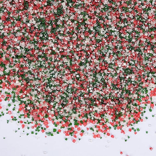 Christmas Sanding Sugar Sprinkles,150g/5.3oz,Edible Red Green and White Sprinkle for Cake Decorating,Colored Crystals Sprinkle Mix for Cookies,Ice Cream,Fondant Cake,Caramel Apples,Cupcakes Decoration Topper,Desserts,Wedding Birthday Christmas Thanksgi...