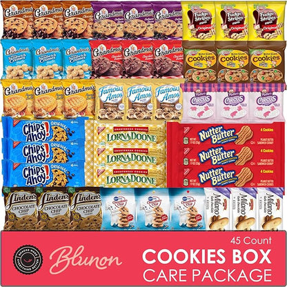 Cookies Individually Wrapped Variety Pack - Cookies Bulk Assortment Care Package Sampler Gift Box (45 Count)