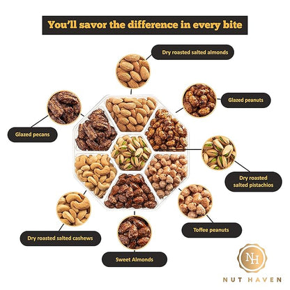 Thanksgiving Nuts Gift Basket - Assortment of Sweet & Roasted Salted Gourmet Nuts - Assorted Food Gift Box for Christmas, Holiday, Family, Sympathy, Men & Women.