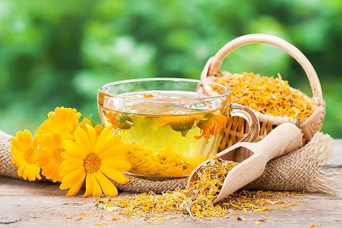 Calendula Tea 1LB (16Oz) 100% CERTIFIED Organic Whole Flower Calendula Herbal Tea (Calendula Officinalis), Caffeine Free in 1 lbs. Bulk Resealable Kraft BPA free Bags from U.S. Wellness