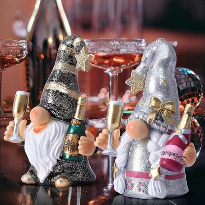 Champagne Gnomes Christmas Decorations for Home Party Gnomes Figurines Wine Bar Decor Gnomes Gifts for Women Champagne Birthday Wedding Party Decorations