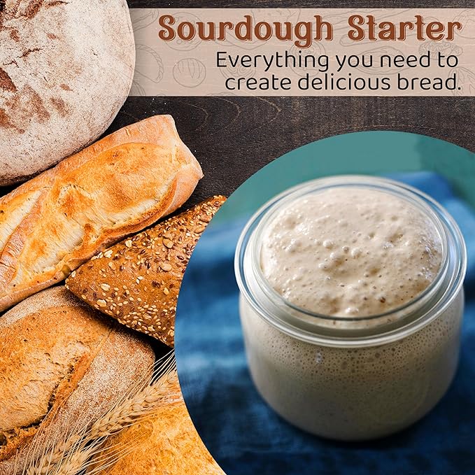 Living Dough - 150 Year Old Egyptian Whole Wheat Sourdough Starter Culture - Active & Live Organic Sourdough Starter for Baking - For Artisanal Bread, Pizza Dough, Waffles & More