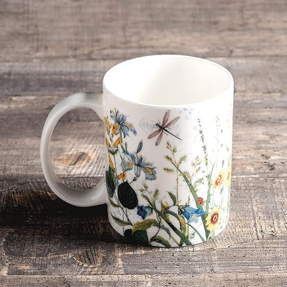 Maison d' Hermine Coffee Mug with Handles Fine Bone China Mugs Pack of One Tea Cups for Hot Beverages Cappuccino Latte Home Restaurant Office Perfect for Gift (Fleurs De Mai - Prairie, 15 Ounce)
