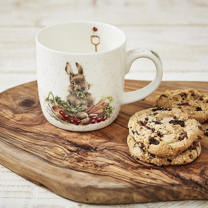 Royal Worcester Wrendale Designs 14 oz Mug, Grow Your Own with Bunny Illustration - Floral Animal Mug for Cottagecore Kitchens - Microwave, Dishwasher, Freezer Safe Fine Bone China Drinkware