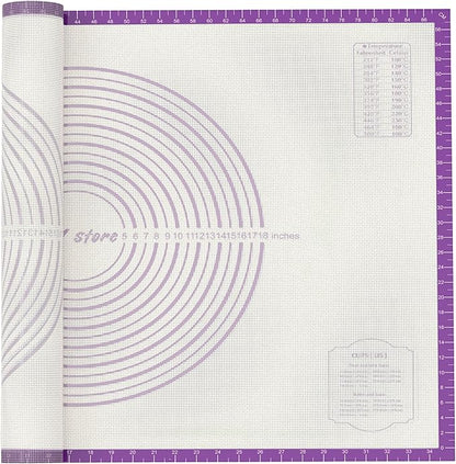 36 * 24 inches Purple, Non-Slip Silicone Baking Sheets - Baking Mat with 0.7mm Thickness - Non-Stick Pastry & Cookie Mat for Kitchen Counter for Rolling Out Dough with Measurements.