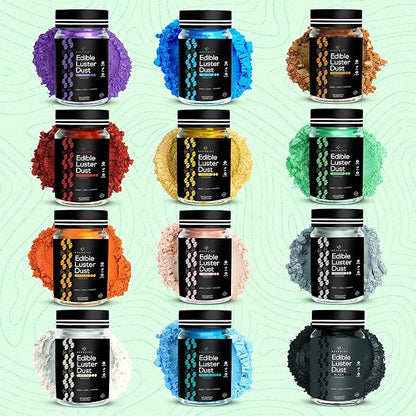 BeePoint Green Edible Luster Dust 15g - Food Grade, Vibrant Color Shimmer Powdered Dust for Drinks, Cocktails, Cake Decorating, Baking, Chocolates, Candy, Sweets, & Cookies - Vegan & Gluten Free