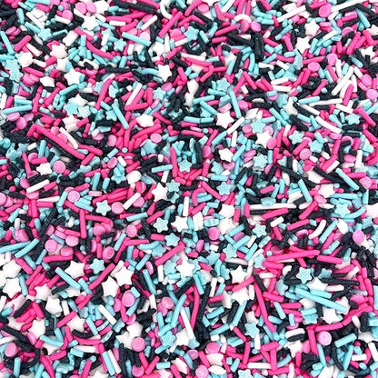 Manvscakes, pink sprinkles, valentines, cake sprinkles, gluten free, cookies, chocolate, fondant, princess topping, ice cream, edible, dessert decoration (Black Pink Blue)