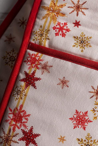 Maison d' Hermine Double Oven Mitts 100% Cotton 7"x35" Double Oven Mitt Heat Resistant BBQ Cooking Gloves with Loop, Baking, Grilling, Home, Kitchen, Handling Hot Pans (Crystal Star)