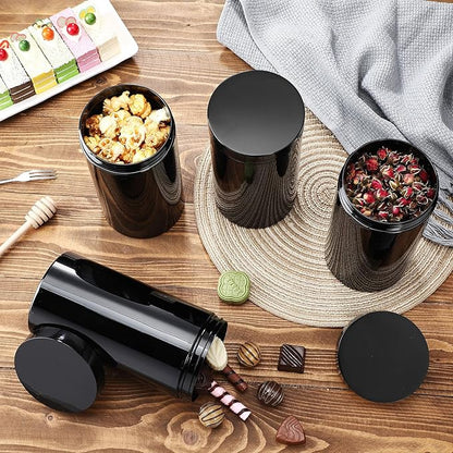 Patelai 4 Pieces Round Wide-mouth Leak Proof Plastic Container Jars with Lids for Travel Storage Makeup Beauty Products Face Creams Oils Salves Ointments DIY Making(32 Ounce,Pure Black)