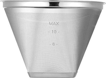 Reusable #4 Cone Shape Coffee Filter Permanent 6-10 Cup Stainless Steel Coffee Filter for Cuisinart Maker Ninja Coffee Bar Brewer -BPA Free